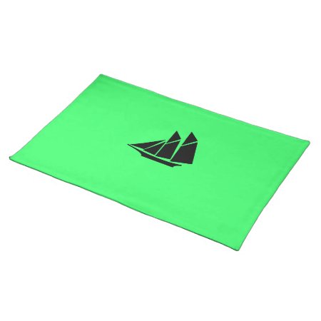 Ocean Glow_black-on-green Clipper Ship Placemat