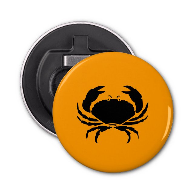 Ocean Glow_Black on Orange Crab Bottle Opener (Front)
