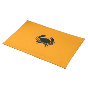 Ocean Glow_Black on Orange Crab Cloth Placemat