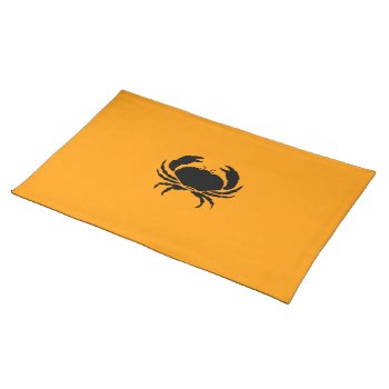 Ocean Glow_black On Orange Crab Cloth Placemat by FUNauticals at Zazzle
