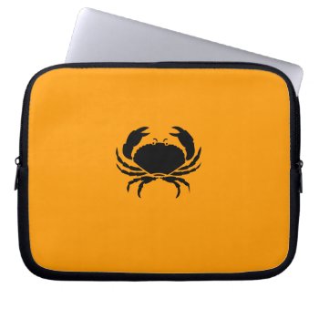 Ocean Glow_black On Orange Crab Laptop Sleeve by FUNauticals at Zazzle