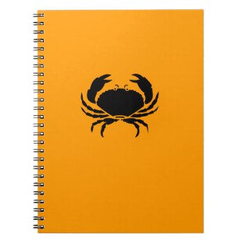 Ocean Glow_black On Orange Crab Notebook by FUNauticals at Zazzle