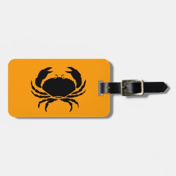 Ocean Glow_black On Orange Crab_personalized Luggage Tag by FUNauticals at Zazzle