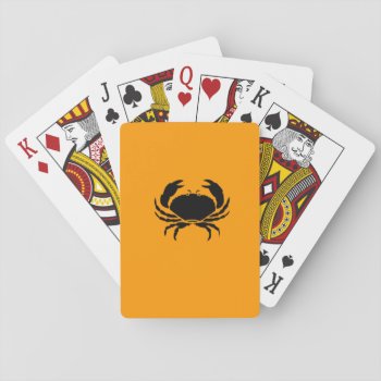 Ocean Glow_black On Orange Crab Playing Cards by FUNauticals at Zazzle