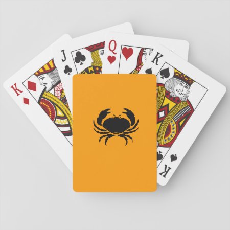 Ocean Glow_black On Orange Crab Playing Cards