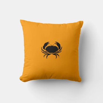 Ocean Glow_black On Orange Crab Throw Pillow by FUNauticals at Zazzle