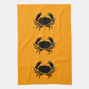 Ocean Glow_Black on Orange Crab Towel