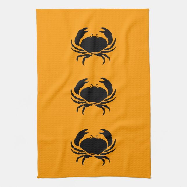 Ocean Glow_Black on Orange Crab Towel (Vertical)