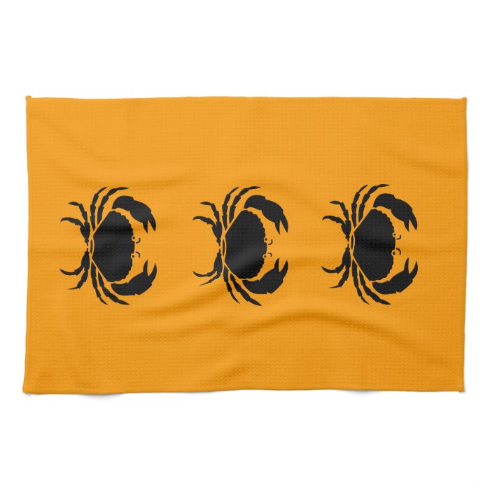 Ocean Glow_Black on Orange Crab Towels