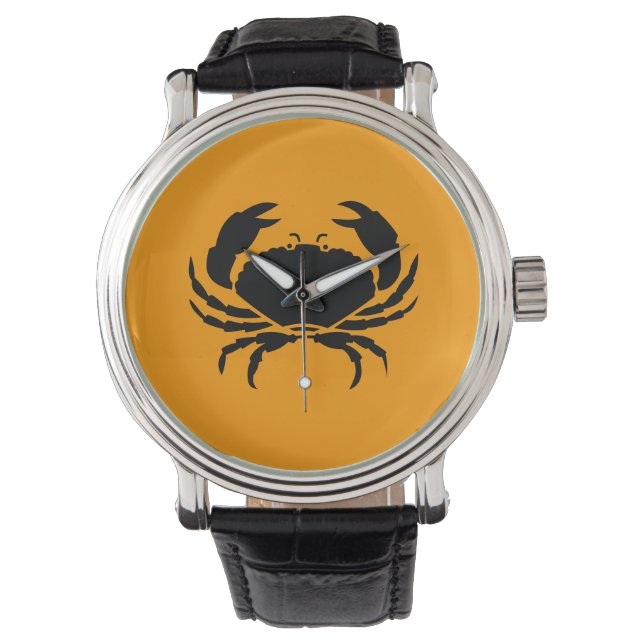 Ocean Glow_Black on Orange Crab Watch (Front)