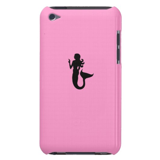 Ocean Glow_Black-on-Pink Mermaid Barely There iPod Case (Back)