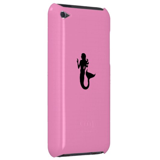 Ocean Glow_Black-on-Pink Mermaid Barely There iPod Case (Back/Right)