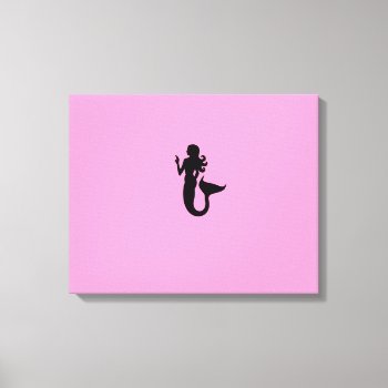 Ocean Glow_black-on-pink Mermaid Canvas Print by FUNauticals at Zazzle