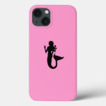 Ocean Glow_black-on-pink Mermaid Iphone 13 Case at Zazzle