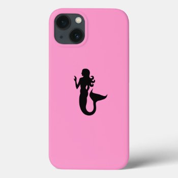 Ocean Glow_black-on-pink Mermaid Iphone 13 Case by FUNauticals at Zazzle