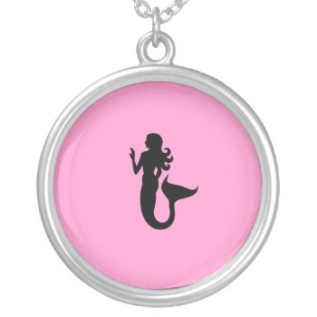 Ocean Glow_black-on-pink Mermaid Charm Pendant by FUNauticals at Zazzle