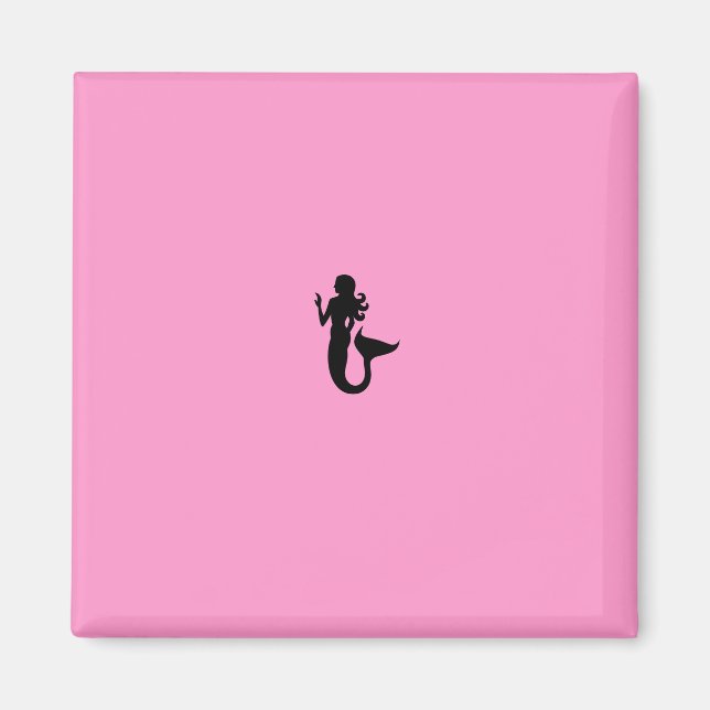 Ocean Glow_Black-on-Pink Mermaid Magnet (Front)