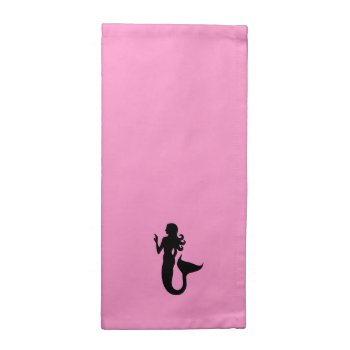 Ocean Glow_black-on-pink Mermaid Napkin by FUNauticals at Zazzle