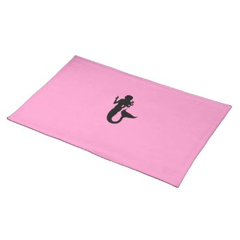 Ocean Glow_black-on-pink Mermaid Placemat by FUNauticals at Zazzle