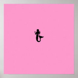 Ocean Glow_Black-on-Pink Mermaid Poster