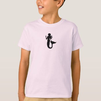 Ocean Glow_black-on-pink Mermaid T-shirt by FUNauticals at Zazzle
