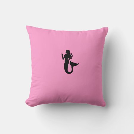 Ocean Glow_black-on-pink Mermaid Throw Pillow