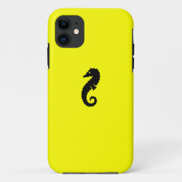 Ocean Glow_Black-on-Yellow Seahorse iPhone 11 Case