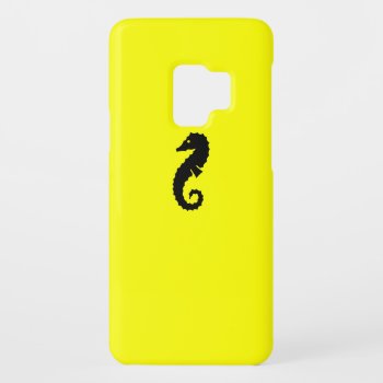 Ocean Glow_black-on-yellow Seahorse Case-mate Samsung Galaxy S9 Case by FUNauticals at Zazzle