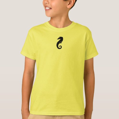 Ocean Glow_Black_on_Yellow Seahorse T_Shirt