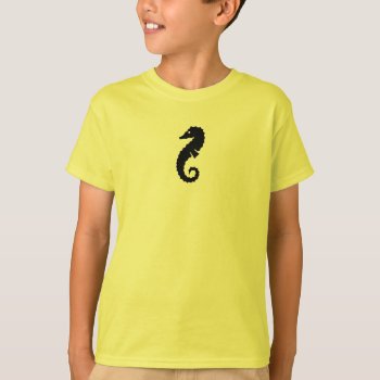 Ocean Glow_black On Yellow Seahorse T-shirt by FUNauticals at Zazzle