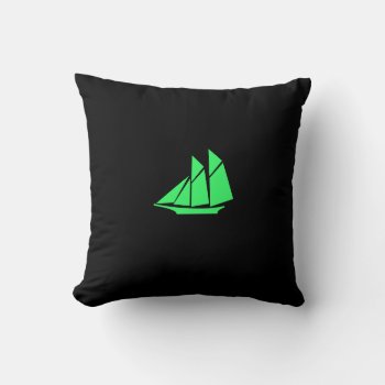 Ocean Glow_green_black  Black_green Clipper Ship Throw Pillow by FUNauticals at Zazzle