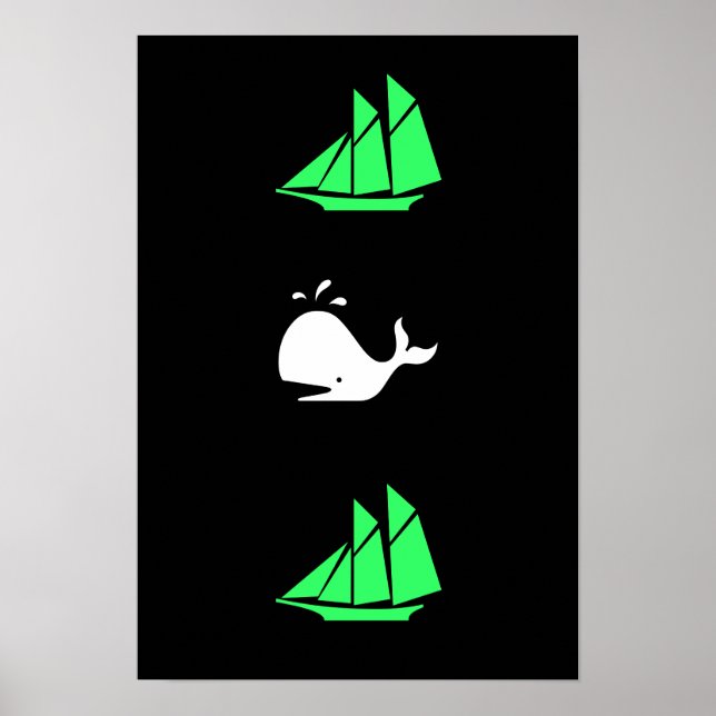Ocean Glow_green clipper white whale multi-icon Poster (Front)