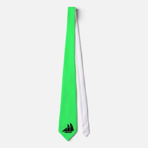 Ocean Glow_Green_on_black Clipper Neck Tie