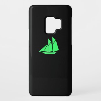 Ocean Glow_green-on-black Clipper Ship Case-mate Samsung Galaxy S9 Case by FUNauticals at Zazzle