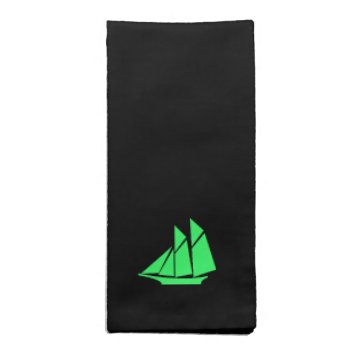 Ocean Glow_green-on-black Clipper Ship Cloth Napkin by FUNauticals at Zazzle