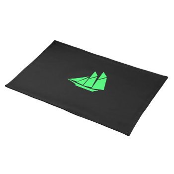 Ocean Glow_green-on-black Clipper Ship Cloth Placemat by FUNauticals at Zazzle