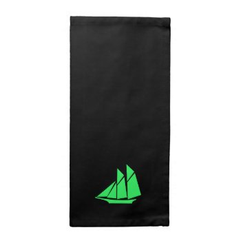 Ocean Glow_green-on-black Clipper Ship Napkin by FUNauticals at Zazzle
