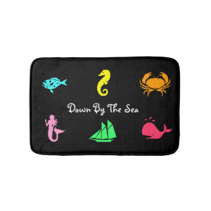 Ocean Glow_nautical themed_aquarium style Bathroom Mat