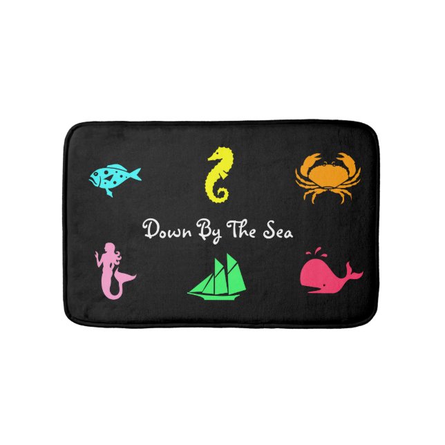 Ocean Glow_nautical themed_aquarium style Bathroom Mat (Front)