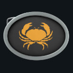 Ocean Glow_Orange-on-Black Crab Belt Buckle<br><div class="desc">Show off your inner crustacean with our Ocean Glow, maritime icons, orange-on-black Crab belt buckle. Our tasty design is fully customizable. You can change the size, position, color, and, if you're feeling really crabby, the number of crabs, along with the background color. Just click "Customize it" and away you go!...</div>