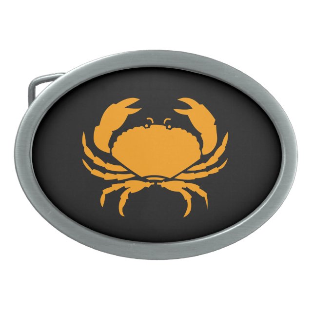 Ocean Glow_Orange-on-Black Crab Belt Buckle (Front)