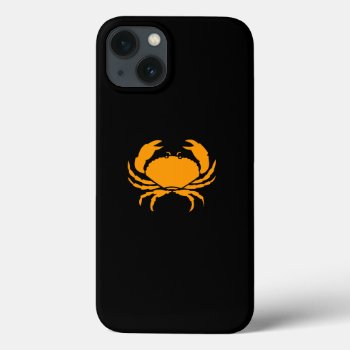 Ocean Glow_orange On Black Crab Iphone 13 Case by FUNauticals at Zazzle