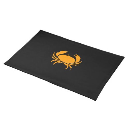 Ocean Glow_orange On Black Crab Cloth Placemat