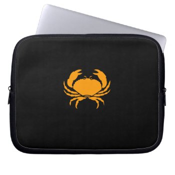 Ocean Glow_orange On Black Crab Laptop Sleeve by FUNauticals at Zazzle