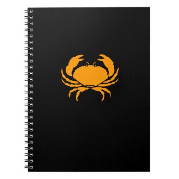 Ocean Glow_orange On Black Crab Notebook by FUNauticals at Zazzle