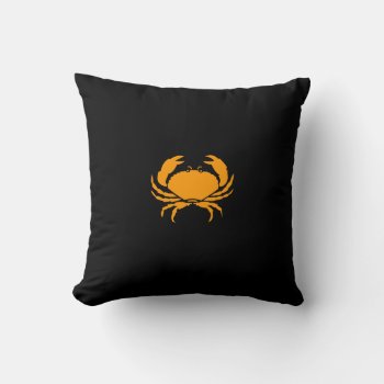 Ocean Glow_orange On Black Crab Throw Pillow by FUNauticals at Zazzle