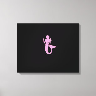 Ocean Glow_Pink-on-Black Mermaid Canvas Print