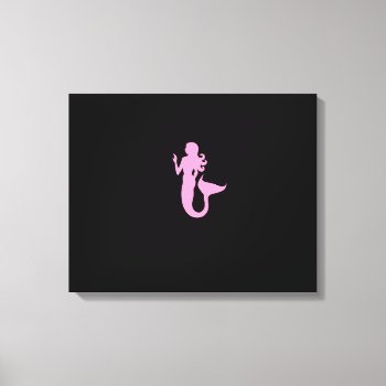Ocean Glow_pink-on-black Mermaid Canvas Print by FUNauticals at Zazzle