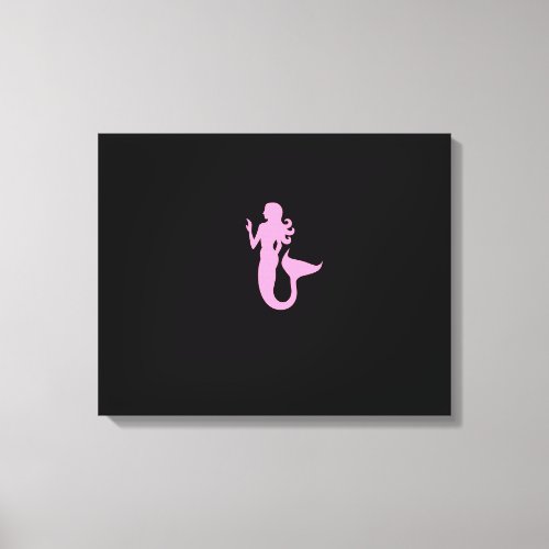 Ocean Glow_Pink_on_Black Mermaid Canvas Print