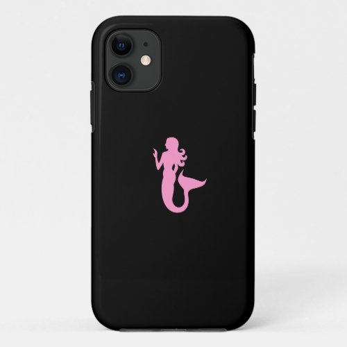 Ocean Glow_Pink_on_Black Mermaid iPhone 11 Case